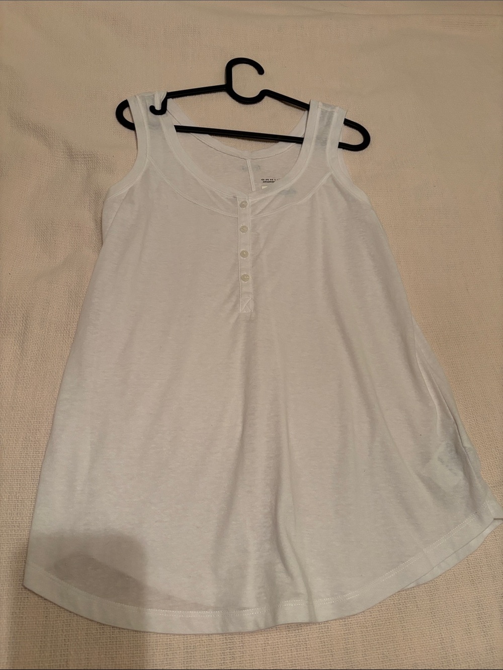 Women's White Button-Front Scoop Neck Tank